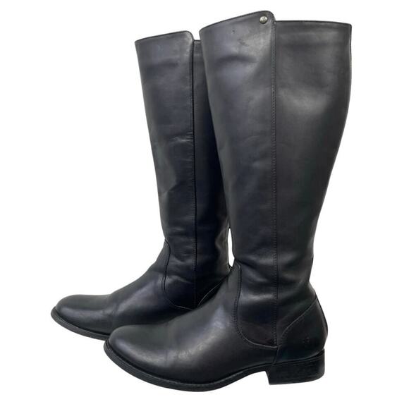 Frye Melissa Button Leather Tall Riding Boots Black Size 8 Equestrian Back Zip - Picture 10 of 14